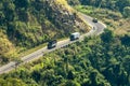 Traffic on a treacherous pass from above