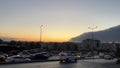 Traffic view and cloud mass on a highway at sunset in Istanbul