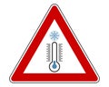 Traffic warning sign cold on white