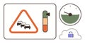 Traffic Warning Sign, Progress Bar, Speedometer, and Cloud Lock Representing Safety and Efficiency Royalty Free Stock Photo