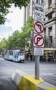 Traffic Warning Signs Swanston Street Melbourne, Australia.