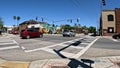 Traffic at a 4 way intersection clear blue sky on Florida Ave Royalty Free Stock Photo