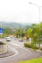 Traffic on winding street in Papeete, French Polynesia Royalty Free Stock Photo