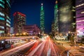 Traffic on Xinyi Road and view of Taipei 101 at night, in Taipei Royalty Free Stock Photo