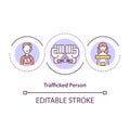 Trafficked person concept icon