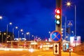 Trafficlights in the city at night time