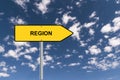 region traffic sign on blue sky Royalty Free Stock Photo