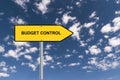 budget control traffic sign on blue sky Royalty Free Stock Photo