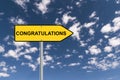 congratulations traffic sign on blue sky Royalty Free Stock Photo