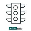 Trafic light flat icon vector. Line style. Isolated on white. Vector Illustration EPS 10