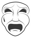 Tragedy symbol. Crying face mask. Drama theater sign