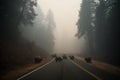 Tragic scene of wildlife fleeing from a raging wildfire. Generative AI