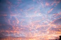 Tragic sky, yellow-pink clouds, sunrise or sunset Royalty Free Stock Photo