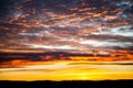 Tragic sky, yellow-pink clouds, sunrise or sunset