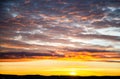 Tragic sky, yellow-pink clouds, sunrise or sunset Royalty Free Stock Photo