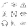 Tragical icons set, outline style Royalty Free Stock Photo