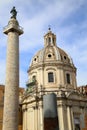 Traian column and Santa Maria di Loreto in Rome, Italy