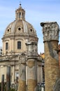 Traian column and Santa Maria di Loreto in Rome, Italy