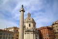 Traian column and Santa Maria di Loreto in Rome, Italy