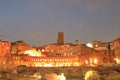 Traians market Roman ruin night cityscape Rome Italy Royalty Free Stock Photo