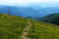 Trail across Max Patch Bald in spring. Royalty Free Stock Photo