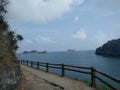 Trail along the waterfront with bay views. Royalty Free Stock Photo