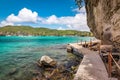 Trail along the waterfront to the beach in Bequia. Royalty Free Stock Photo
