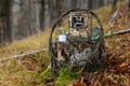 Trail camera in a metallic protection box with cable and lock Royalty Free Stock Photo