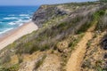Trail, Cliffs, beach and waves in Arrifana