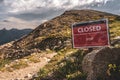 Trail Closed Sign At The Top Of Piegan Pass