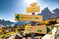 Trail direction sign, Chamonix mountains hiking travel, France