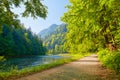 Trail in the Dunajec River Gorge. View from Slovak