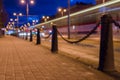 Trail of light left by tram at night Royalty Free Stock Photo