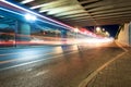 Trail of lights through the viaduct Royalty Free Stock Photo