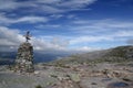 Trail mark in Norwegian mountains near Lysebotn