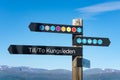 Trail marker sign showing the direction of the the Kungsleden hiking trail