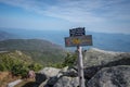 Trail marker signs at Whiteface Mountain Royalty Free Stock Photo