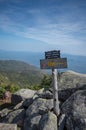 Trail marker signs at Whiteface Mountain Royalty Free Stock Photo