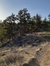 Sundown crystal lake hiking trails at Curt Gowdy State Park Cheyenne, Wyoming Royalty Free Stock Photo