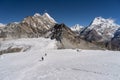 Trail from Mera peak base camp to Mera peak high camp walk on glacier, Khumbu region Himalayas mountain, Nepal Royalty Free Stock Photo