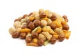 A Trail Mix of Various Rice Crackers a Spicy and Salty Snack on a White Background Royalty Free Stock Photo