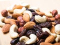 Trail mix on wooden background Royalty Free Stock Photo