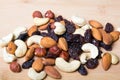 Trail mix on wooden background Royalty Free Stock Photo