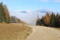 Trail in the mountains in autumn, in the Limestone alps national park, Upper Austria. Royalty Free Stock Photo