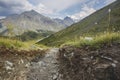 Trail through the pass Karatyurek. Altai