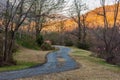 Trail path in Morse Park near Lake Lure in fall season. Royalty Free Stock Photo