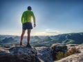 Trail runner athlete man. Slim person training in mountains Royalty Free Stock Photo