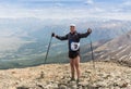 Trail runner, man and success in mountains. Running, sports Royalty Free Stock Photo