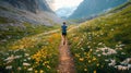 Trail Runner in a Mountain Meadow Royalty Free Stock Photo