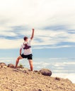 Trail runner success, man running in mountains Royalty Free Stock Photo